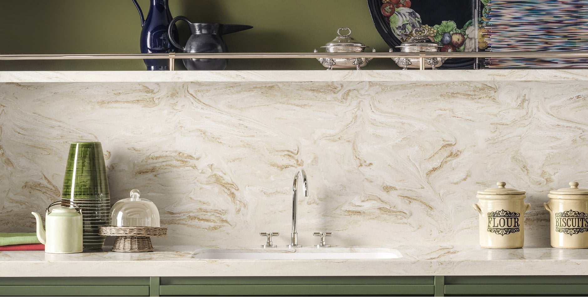 Corian Solid Surfaces Kitchen Worksurface Backsplash And Shelf In Corian Dune Prima